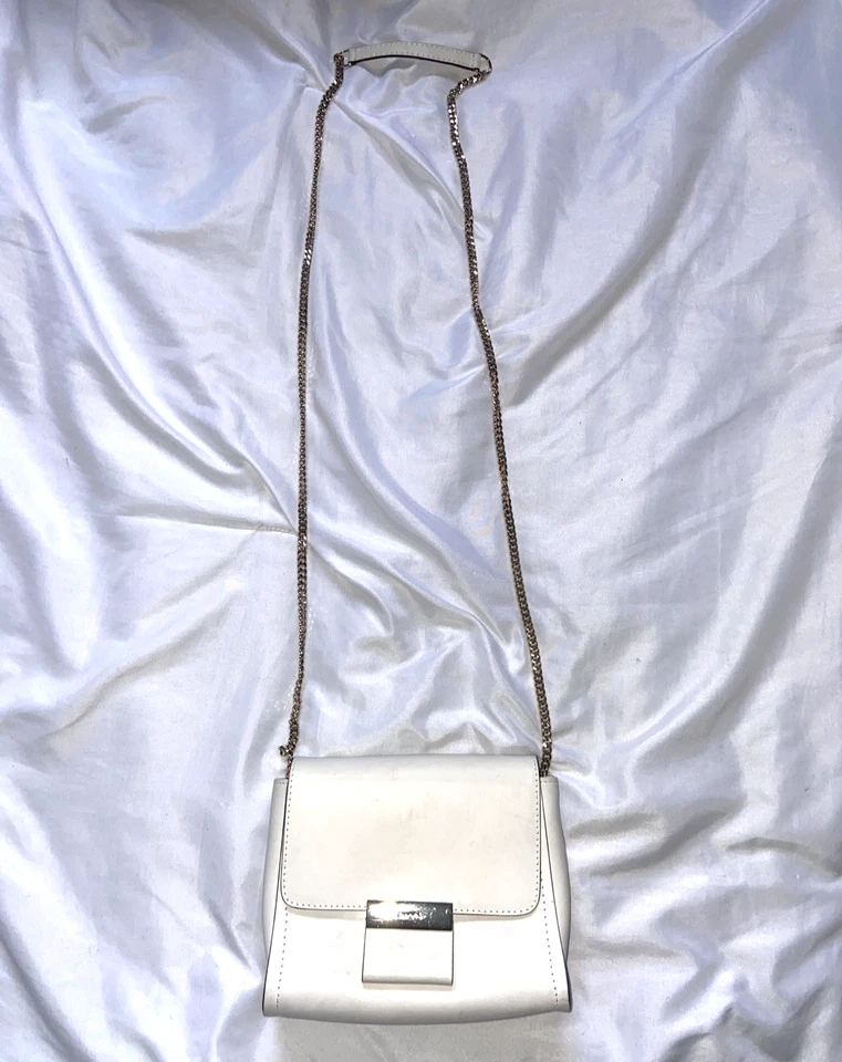 Gerard Darel Lipp Paris 6 Clutch Purse Handbag Chain Leather White Cream Rare - Image 2 of 4