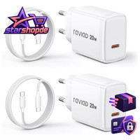 USB C LadegeräT 20W 2Er-Pack SchnellladegeräT Mit 60W USB C Kabel 1M