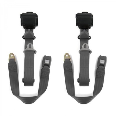 Chevy II 1962-1965 Standard 3pt Charcoal Retract Bucket  Seat Belt Kit-2 Belts