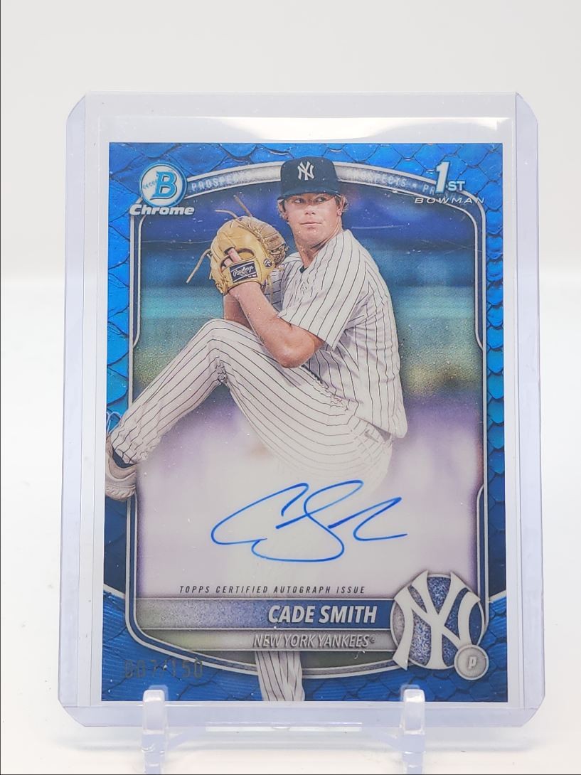 CADE SMITH 2025 BOWMAN CHROME 1ST BLUE REPTILIAN REFRACTOR AUTO /150 Q0170