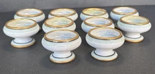 Set Of 10 Antique O & E G Royal Austria Porcelain Footed Open Salt Cellars