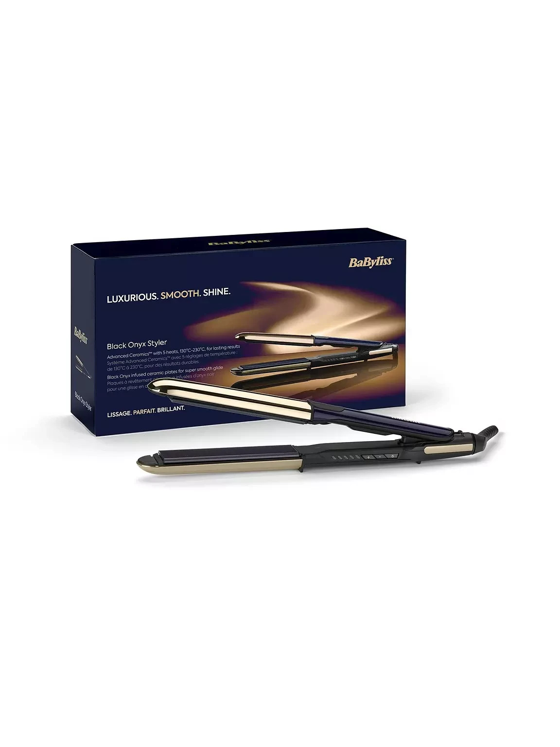 BABYLISS Black Onyx Styler -Straightener & Curler -Frizz Control,Up to 230°C NEW