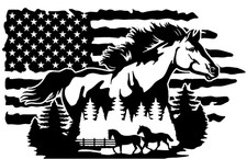Horse Farm American Flag 8 Black Vinyl Decal Car Window Camper Truck Trailer Horse Farm American Flag 8 Black Vinyl Decal Car Window Camper Truck Trailer