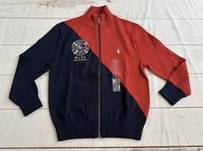 NWOT Polo Ralph Lauren Boys Jacket Navy Red 6 Cotton Full Zip Nautical Crest