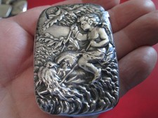 Antique GORHAM - BOY RIDING DOLPHIN - STERLING MATCH SAFE / VESTA #2 of 12