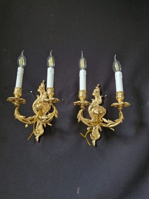 Paar Vintage Messing Wandleuchten Wandlampen 2-armig Kerzenleuchten Set 