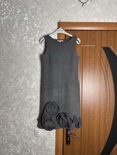 RED VALENTINO Size 38 Grey Wool Blend Sleeveless Rosette Appliques Dress