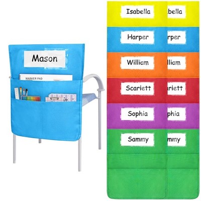 Chair Pockets for classrooms, 6 Bright Color Seat Storage Organizer for Kids ...