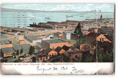 1907 San Francisco Waterfront as seen from Telegraph Hill VTG Postcard CG1.