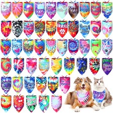 50 Pcs Dog Bandanas Bulk Pet Bibs Colorful Triangle Scarf Pet Bandanas for Me...