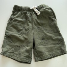 Boys 4T Carters Shorts Green Elastic Waist Pull On Drawstring Pockets Dinosaur