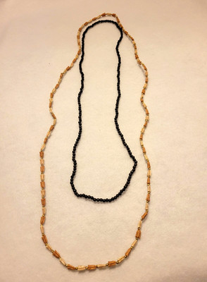 Set of 2  Vtg Estate Wooden Organic Handmade Necklaces Beaded Statement Jewelry