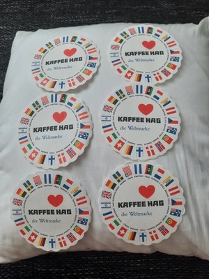Alte Papier Tropfenfänger Kaffee Hag mit Länderflaggen