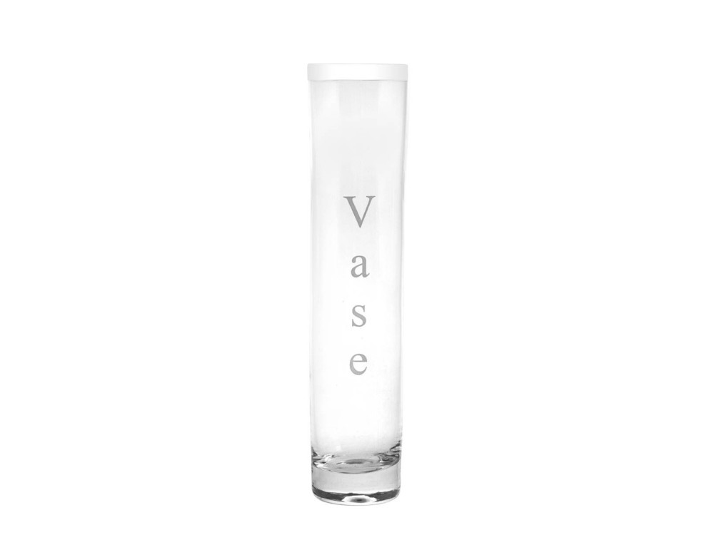 Glass Vase, Height 28 Cm, White H&H