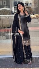 Stylish Black Heavy Georgette Palazzo Suit With Dupatta For Women And Girls