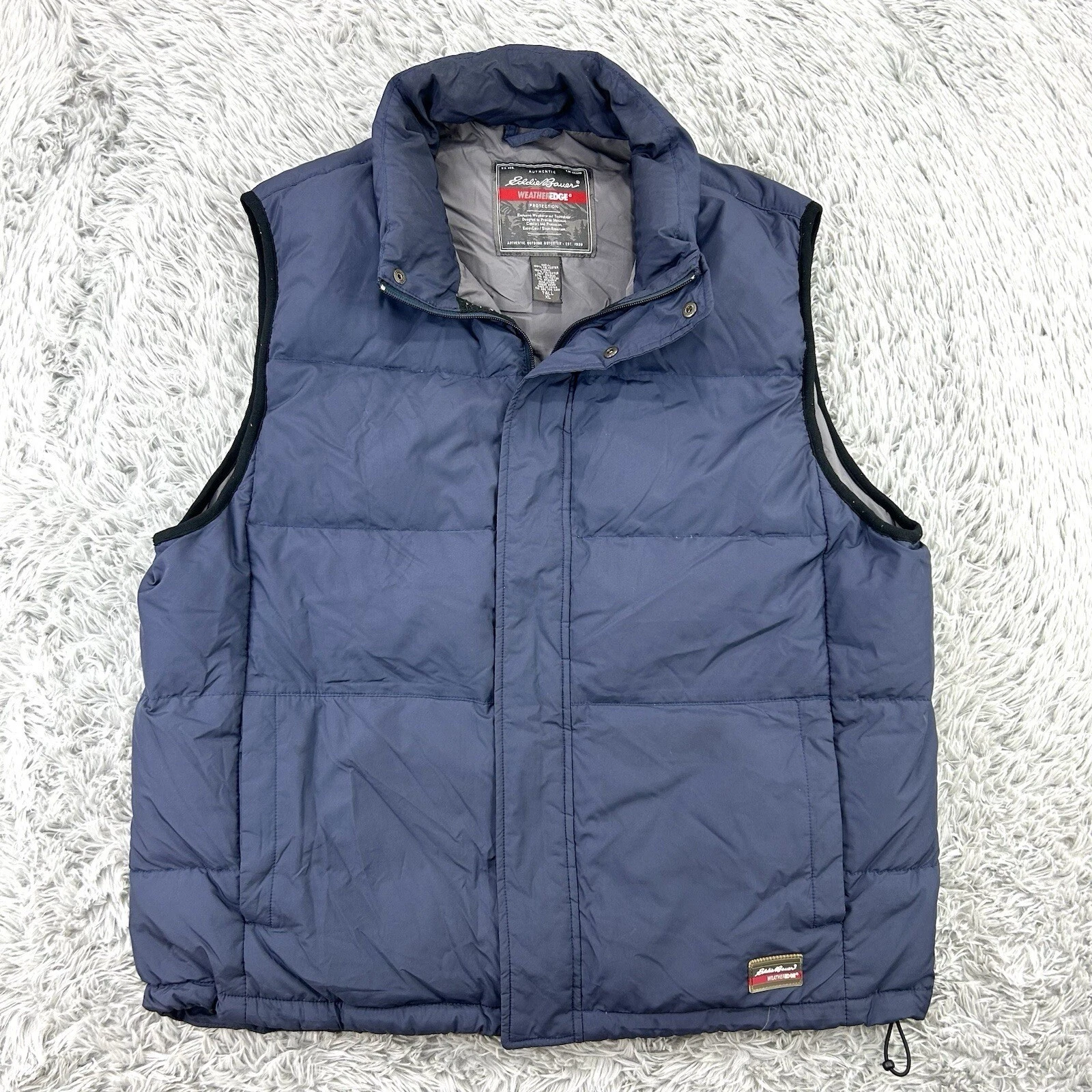 Eddie Bauer Puffer Vest Men's XL TALL Blue Weather Edge Goose Down Outdoors
