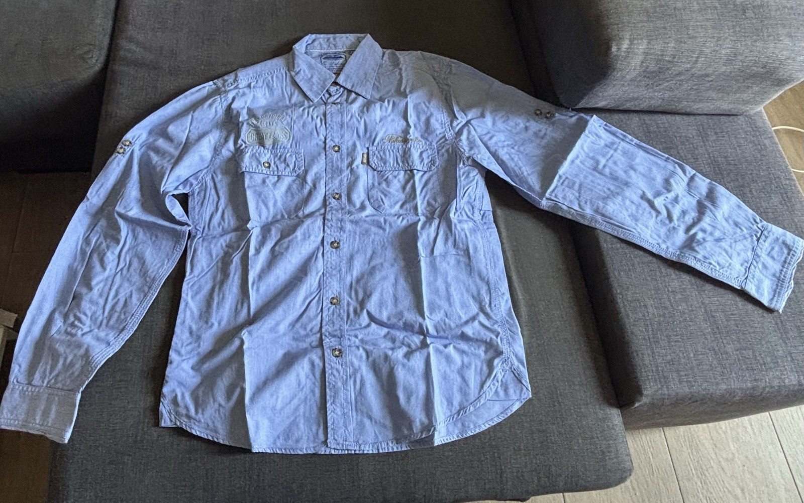 Camisa Niño NUKUTAVAKE Mayoral Talla 14 (160 cm) Azul Raya Diplomática Impecable