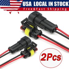 2Set 2Pin Way Car Waterproof Male Female Electrical Connector Plug Wire Kit