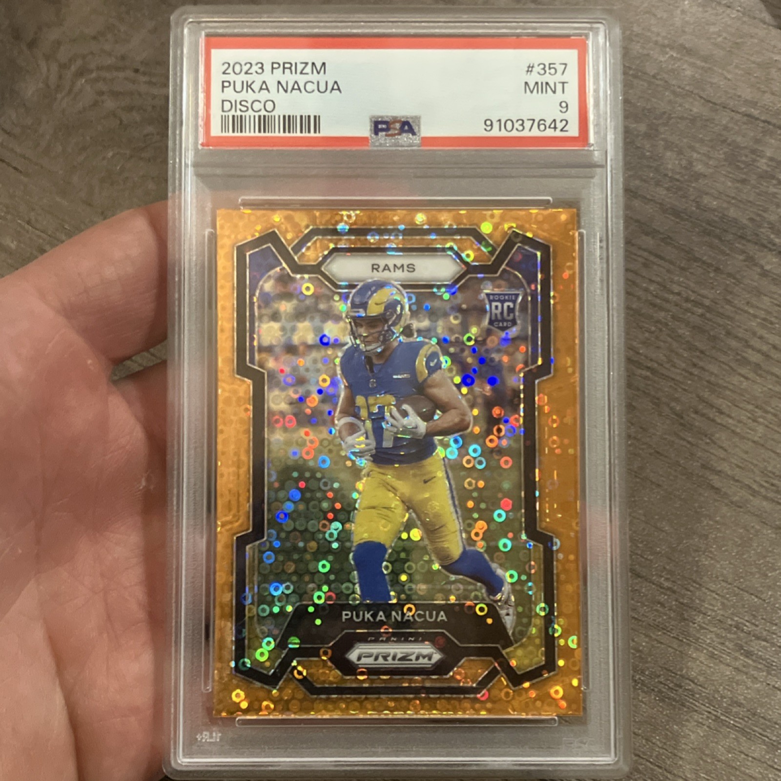 2023 Panini Prizm Puka Nacua #357 Disco Prizm PSA 9 Rookie Los Angeles Rams