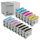 14PK T078 COLOR BLACK for EPSON 78 Ink Cartridge Set Stylus R260 R280 R380 RX580