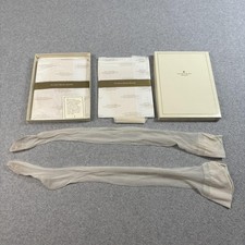 Calze vintage Victoria's Secret donna M bianche coscia alta 3 paia vecchio stock 90