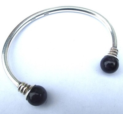 STERLINGSILBER LINKS OF LONDON QUALITÄT DREHMOMENT ARMREIF MIT AMETHYST PERLEN
