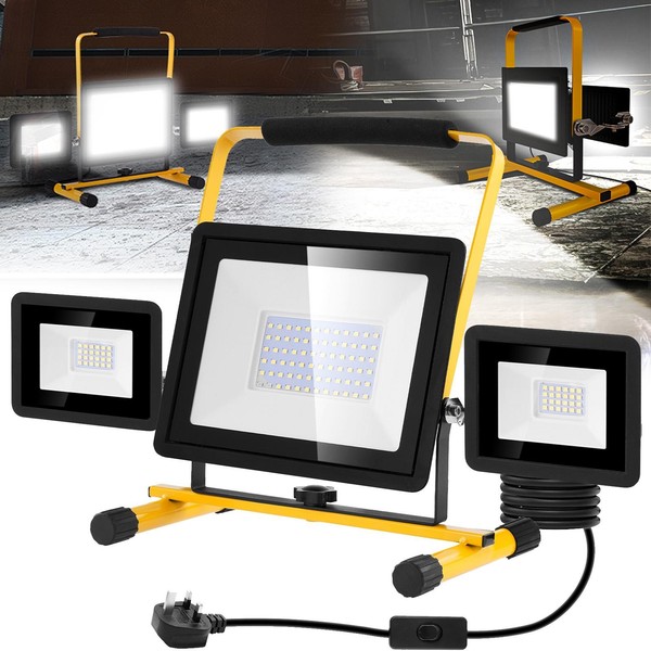 100W Led Baustrahler Fluter Flutlicht Strahler Mit Stecker Stativ Scheinwerfer-image