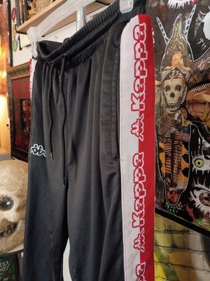 Kappa Men's Size Large Track Pants 90's Inspired Retro Streetwear Vintage Black