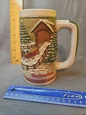 Vintage Budweiser 1984 Anheuser-Busch Holiday Stein - Covered Bridge