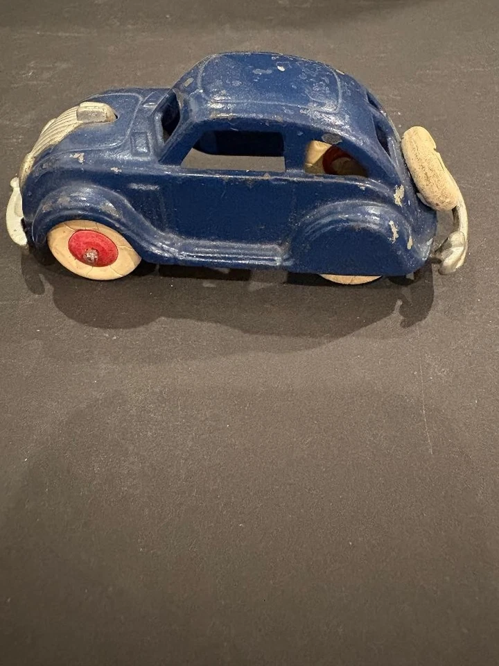 Raro Original Vintage Anos 1930 Hubley Azul Ferro Fundido Chrysler Airflow Carro Brinquedo - Imagem 3 de 4