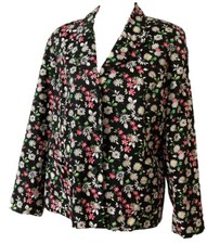 Alfred Dunner Womens Sz 12 Floral Multi-Color Button Front Blazer Collar Lined