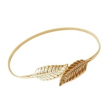 Leaf Shape Wedding Elastic Strap Decorative Stretchy Skinny Belt Metal Female