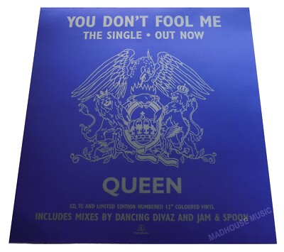 QUEEN You Don't Fool Me UK PROMO ONLY In-Store Display Card Flat Logo Poster '96