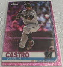 2019 Topps Chrome Baseball Starlin Castro Miami Marlins Pink Refractor #171