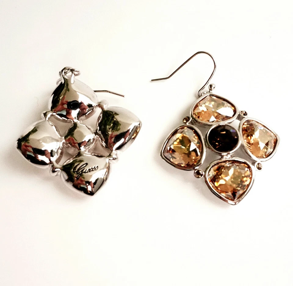 guess  UBE91102 Paar Ohrhänger Ohrringe damen in farbe silber  kristall  neu - Bild 4 von 4