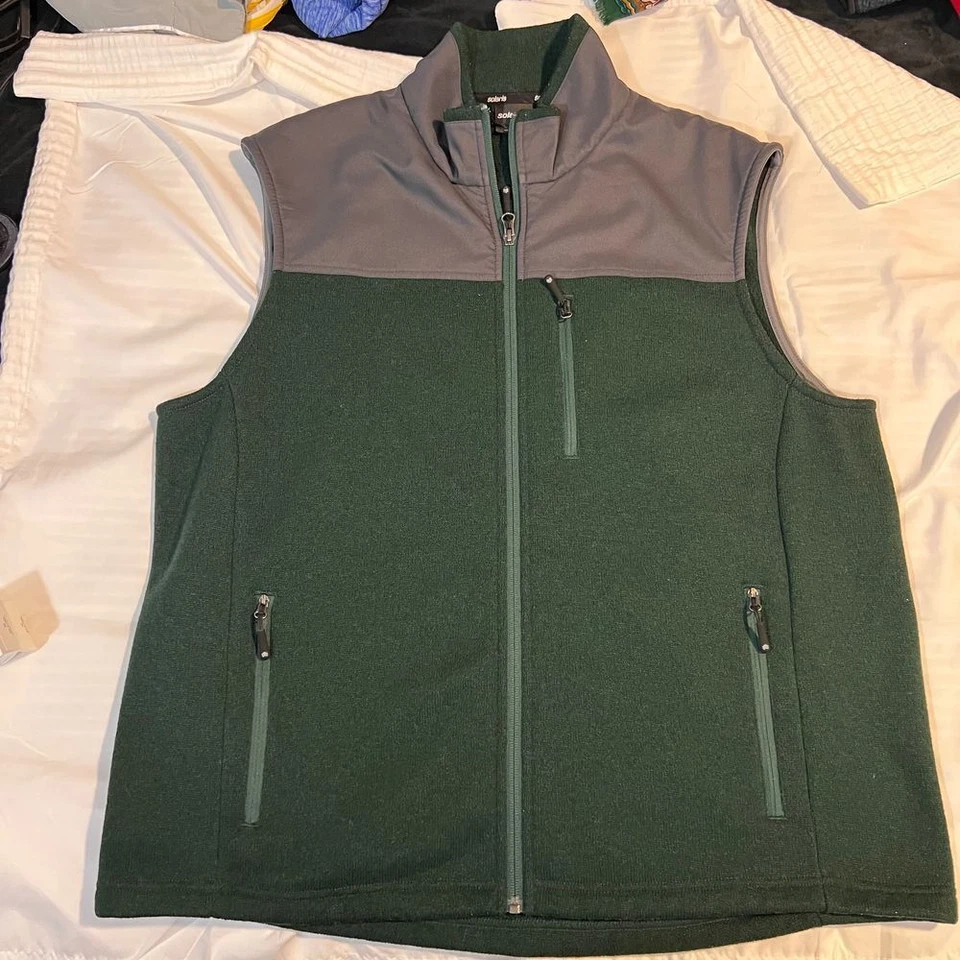 Colete de lã masculino Solaris cinza verde zíper completo jaqueta de desempenho ao ar livre GG - Imagem 4 de 4