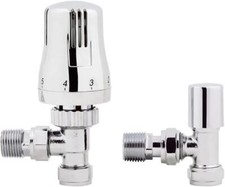 Radiator Valves X2 Thermostatic Angled Straight Heated Towel Rail Chrome White