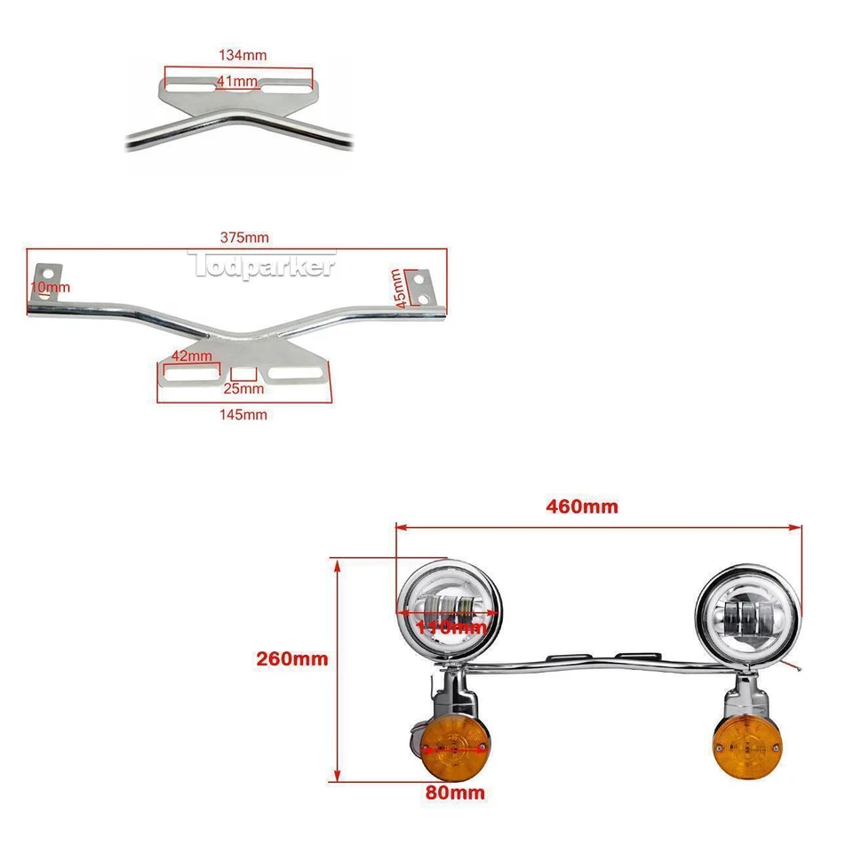7" LED Headlight & Passing Light Bar  For Honda VTX1300C VTX1800C 1300 1800 N - Image 2 of 4