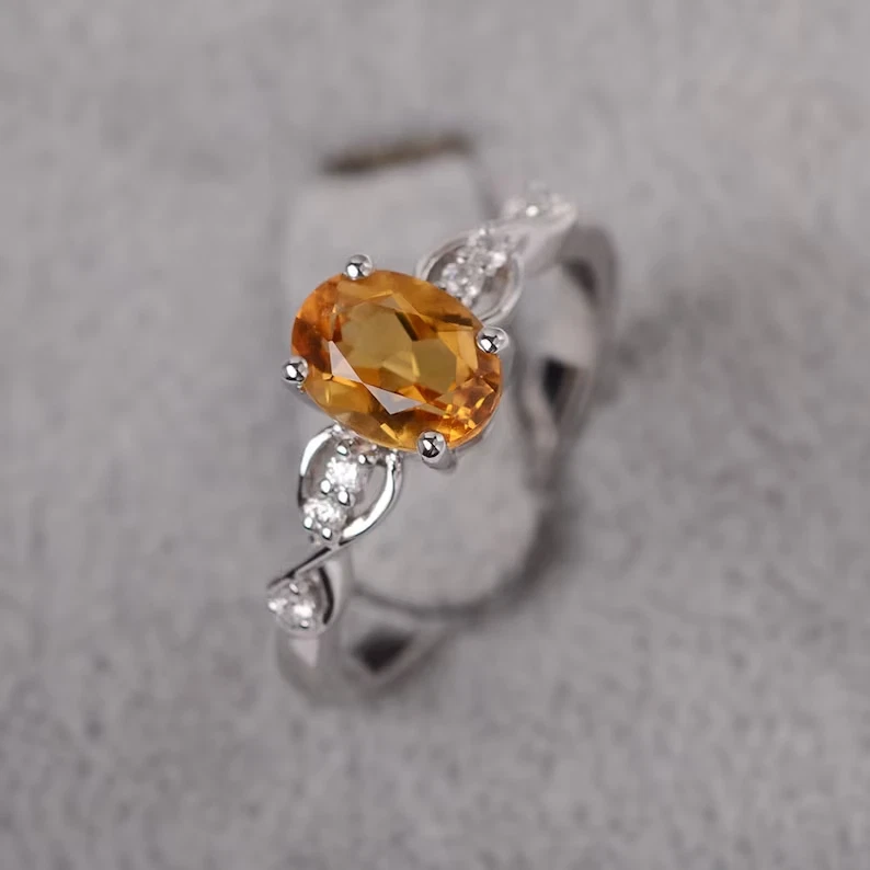 Сертифицированное обручальное кольцо с цитрином и бриллиантами 1,68 карата сплошная платина 950 размер 6 7 8 - Изображение 2 из 4