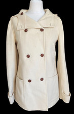 Paul & Joe Duffel Coat Hooded Jacket Cream 80% Wool Hooded Size Eu 36 Uk Size 8