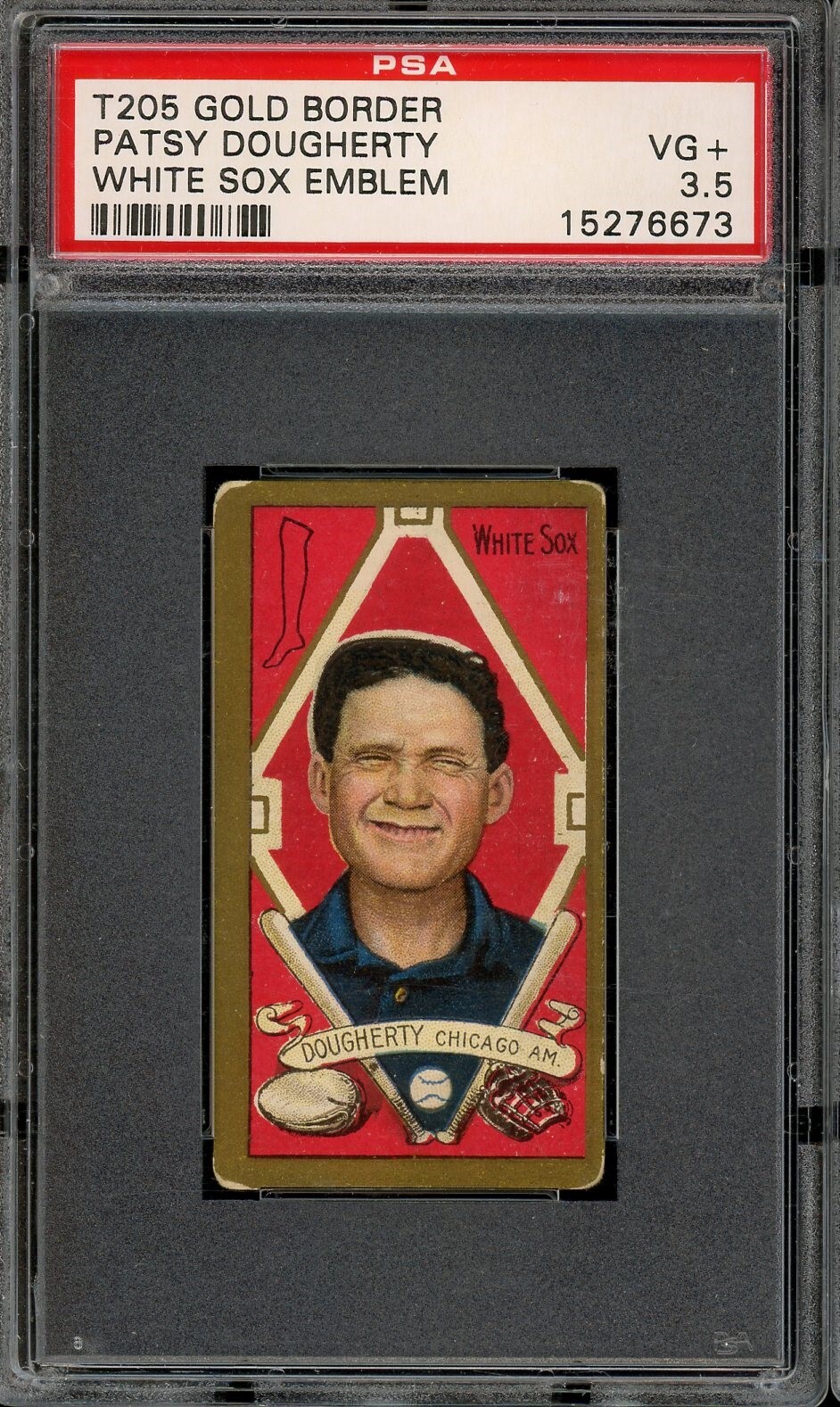 1911 T205 Gold Border Baseball Patsy Dougherty White Sox Emblem PSA 3.5