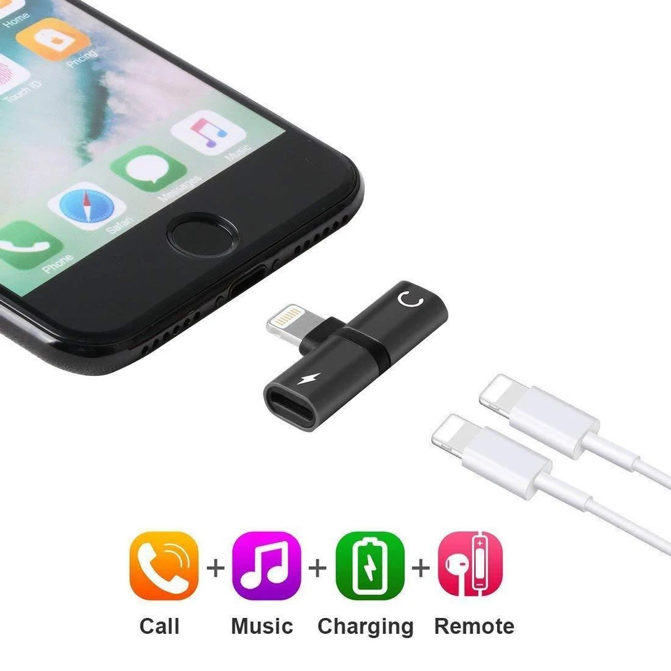 2 in 1 Earphone and Charger Splitter Adapter for iPhone X XS XS MAX XR 7/7+ 8/8+ - Image 3 of 4