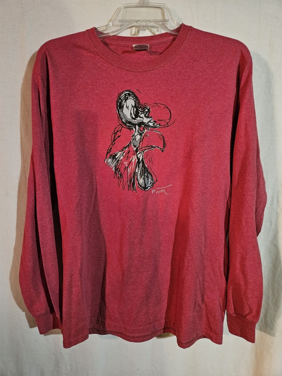 FROM JAPAN専用 Vintage Jerzees Rooster Graphic Print Long Sleeve T-Shirt In Red