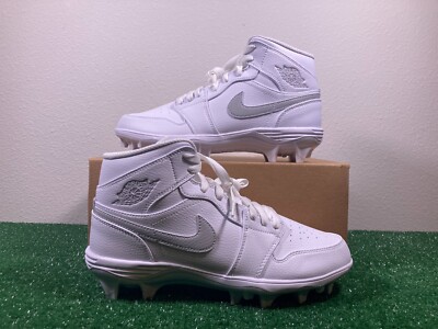 Sz 8 Men- Nike Air Jordan 1 Mid TD Football White Grey Fog Cleats