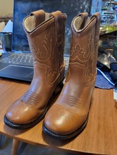 Old West 3129 Western Cowboy Tan Brown Leather Boots Kid s Size US 6.5