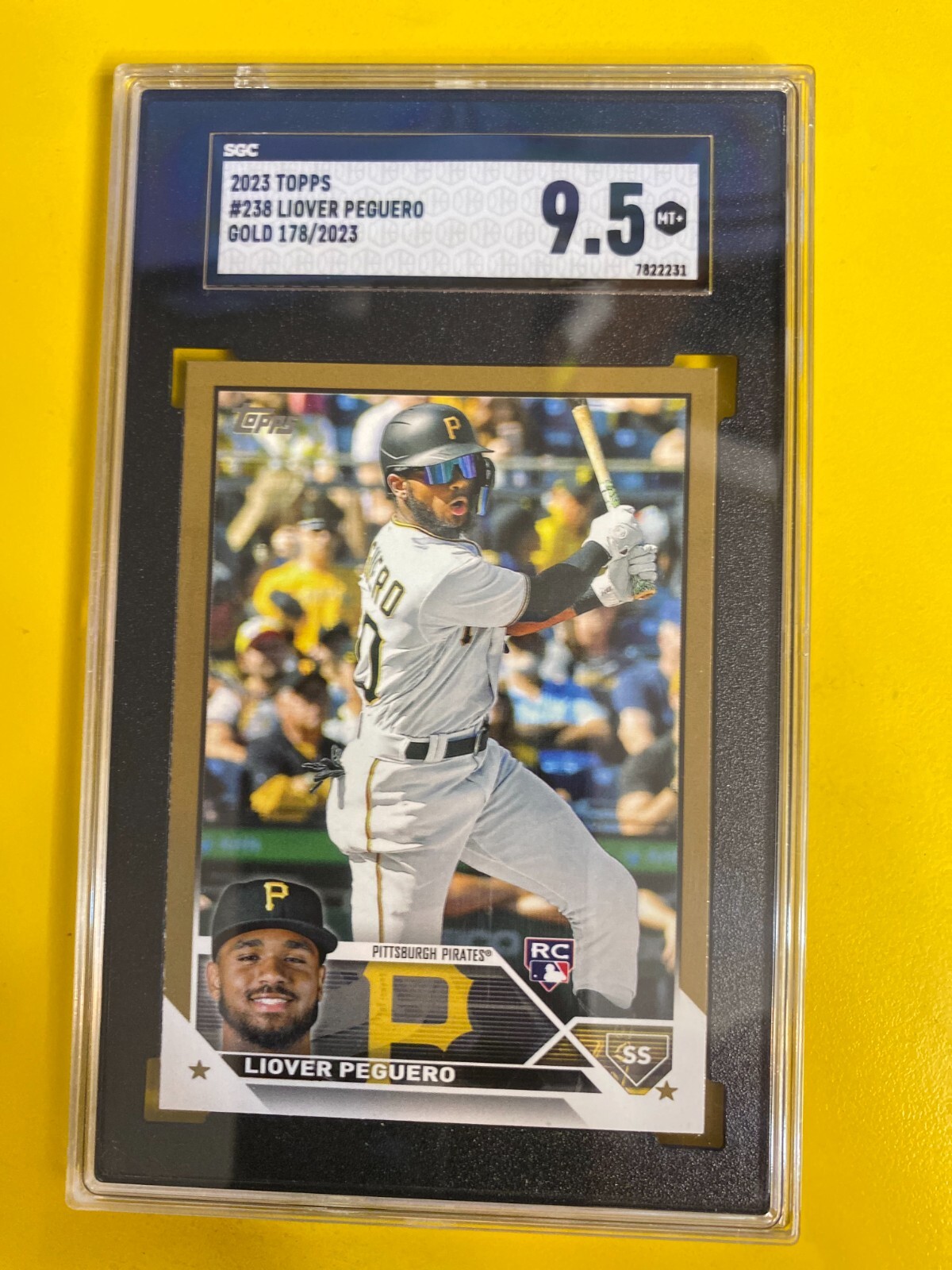 RS27637  2023 Topps Gold #238 Liover Peguero PIRATES RC #/2023 SGC 9.5