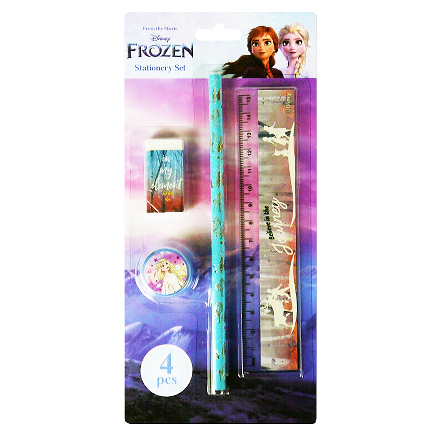 Disney Frozen 4 PCS Pencil Stationery Set Gift Character School Ruler Kid Girl