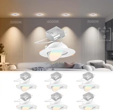 6 LED's (9watt/2700-5000k) Recessed Ceiling Dimmable Light w/ Junction Box