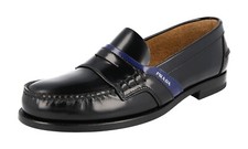 PRADA PENNY LOAFER DRESS SHOES 2DG100 BLACK BLUE LEATHER NEW US 8.5 EU 41,5