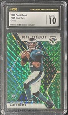 JALEN HURTS ~ 2020 Panini Mosaic Green Prizm Debut RC #265 ~ CSG 10 Gem Mint